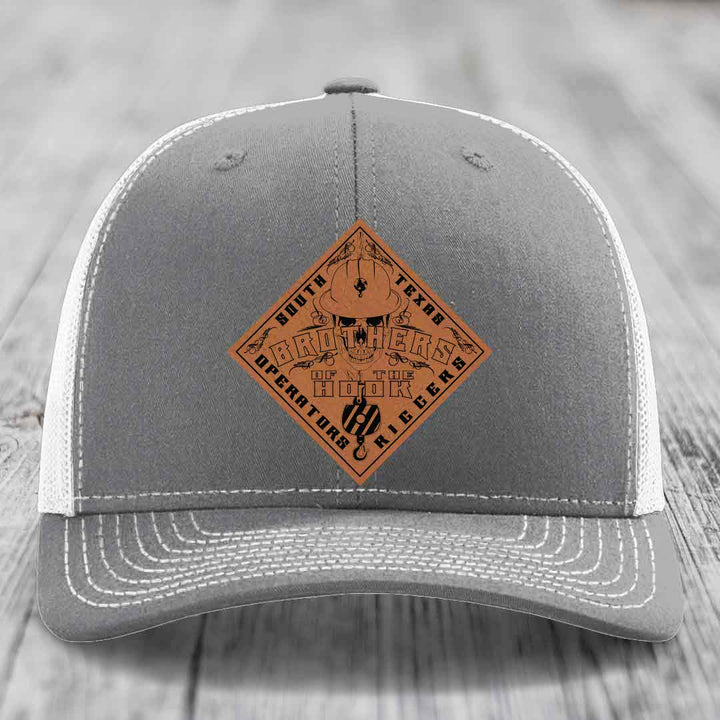 Brothers of the Hook (South Texas) - Leather Patch Hat - Rawhide to Black Patch - Richardson 112 Snapback Trucker Hat
