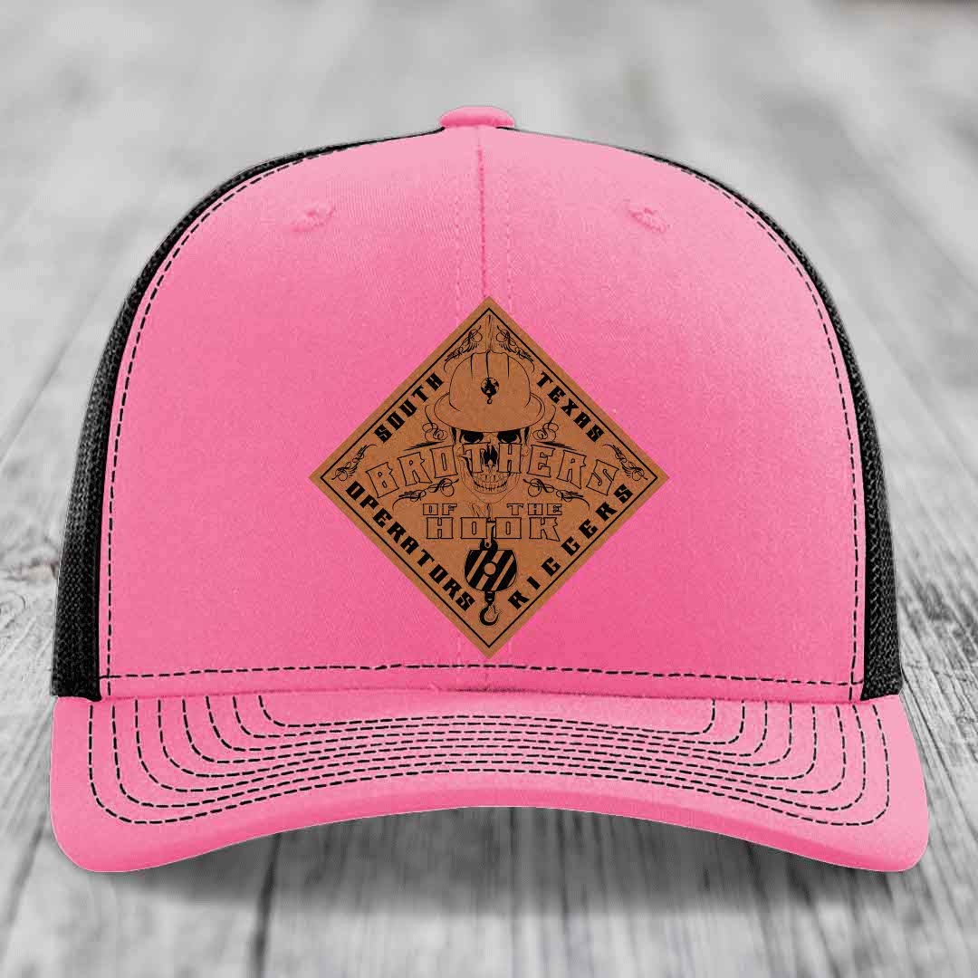 Brothers of the Hook (South Texas) - Leather Patch Hat - Rawhide to Black Patch - Richardson 112 Snapback Trucker Hat