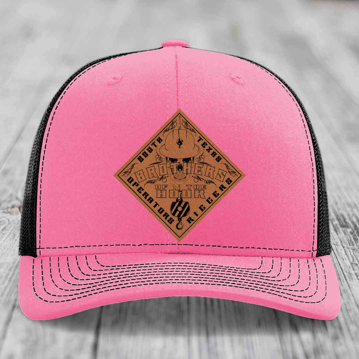 Brothers of the Hook (South Texas) - Leather Patch Hat - Rawhide to Black Patch - Richardson 112 Snapback Trucker Hat