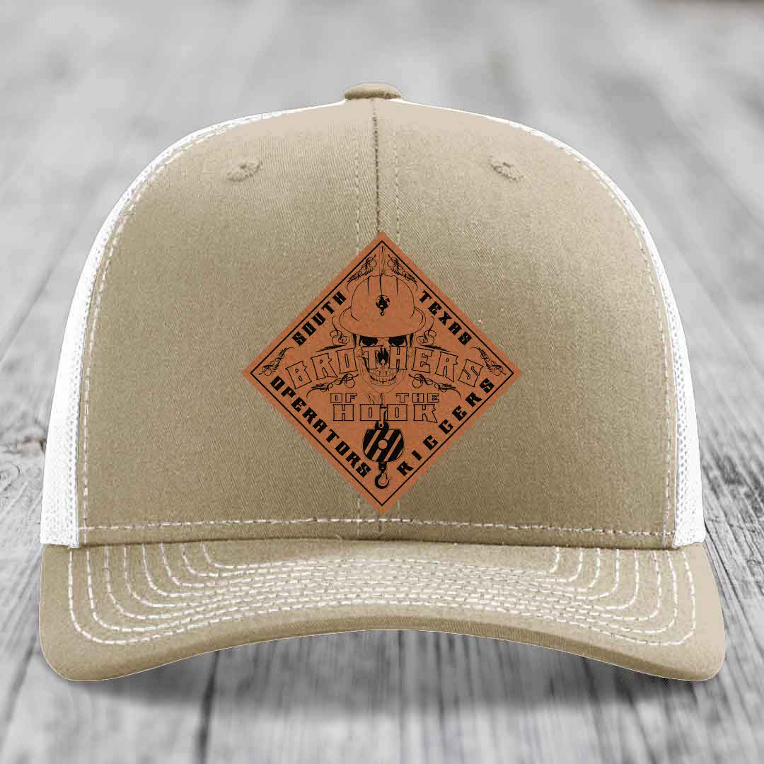 Brothers of the Hook (South Texas) - Leather Patch Hat - Rawhide to Black Patch - Richardson 112 Snapback Trucker Hat