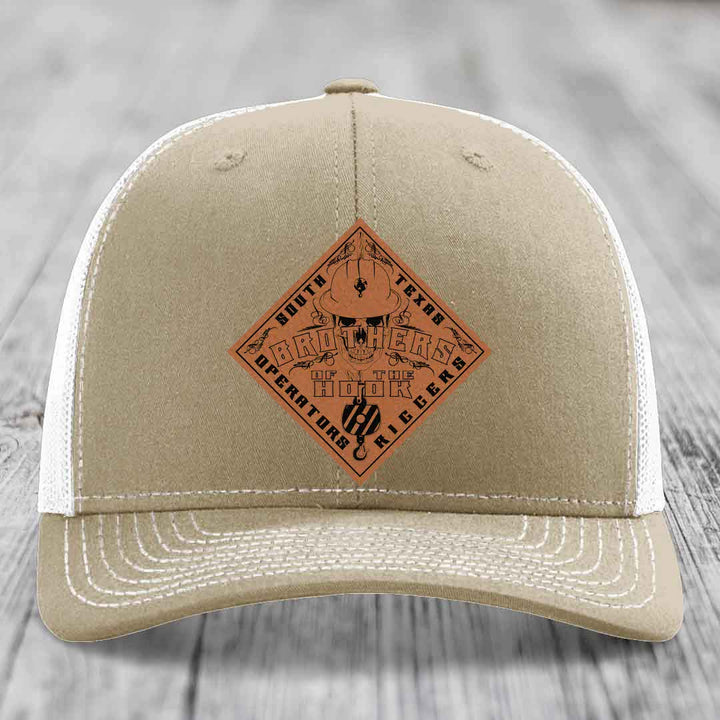 Brothers of the Hook (South Texas) - Leather Patch Hat - Rawhide to Black Patch - Richardson 112 Snapback Trucker Hat
