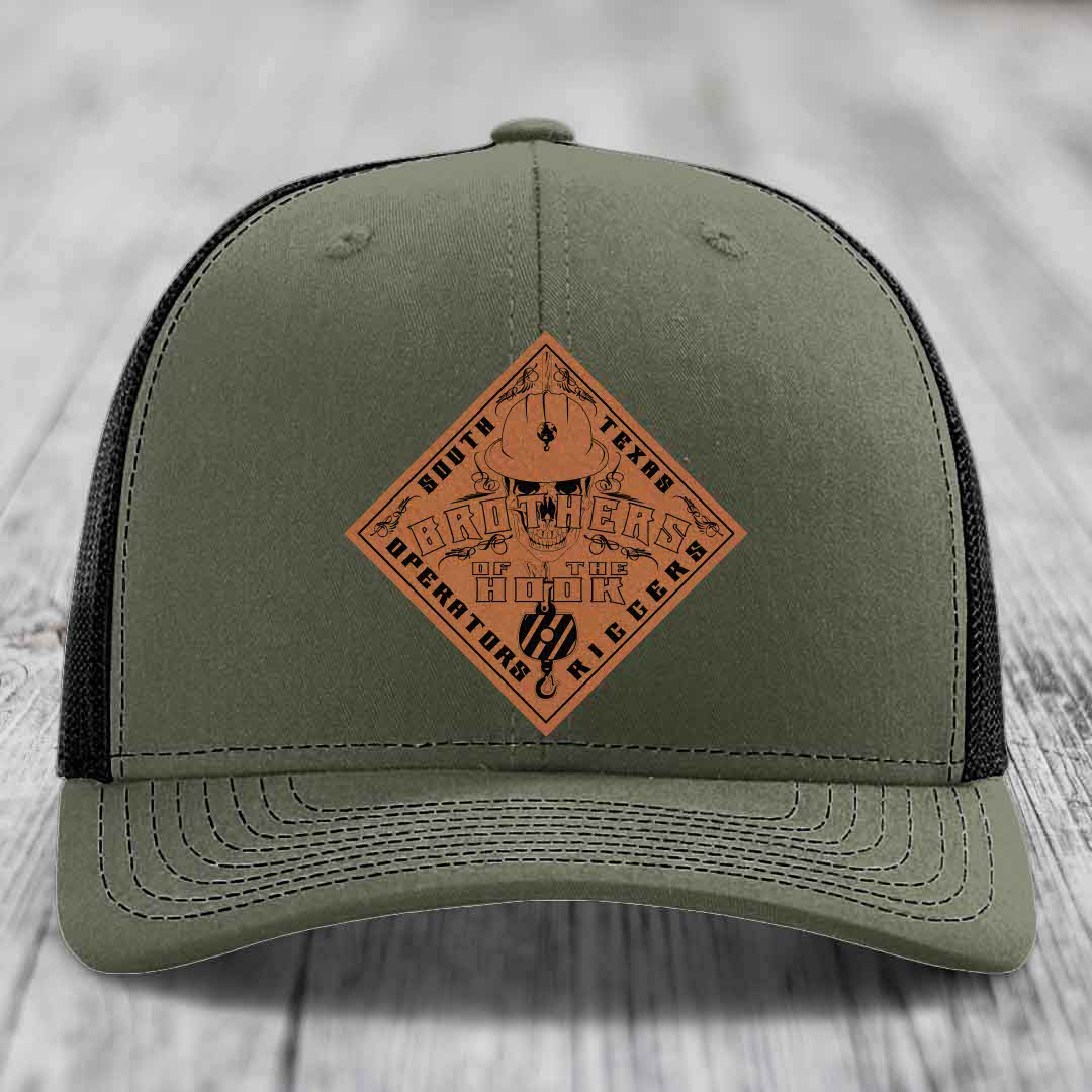 Brothers of the Hook (South Texas) - Leather Patch Hat - Rawhide to Black Patch - Richardson 112 Snapback Trucker Hat
