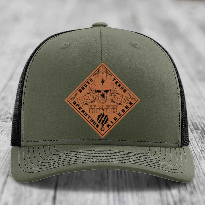 Brothers of the Hook (South Texas) - Leather Patch Hat - Rawhide to Black Patch - Richardson 112 Snapback Trucker Hat