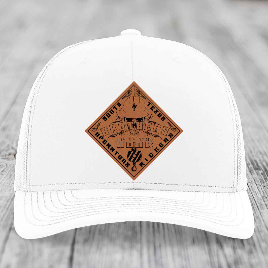 Brothers of the Hook (South Texas) - Leather Patch Hat - Rawhide to Black Patch - Richardson 112 Snapback Trucker Hat