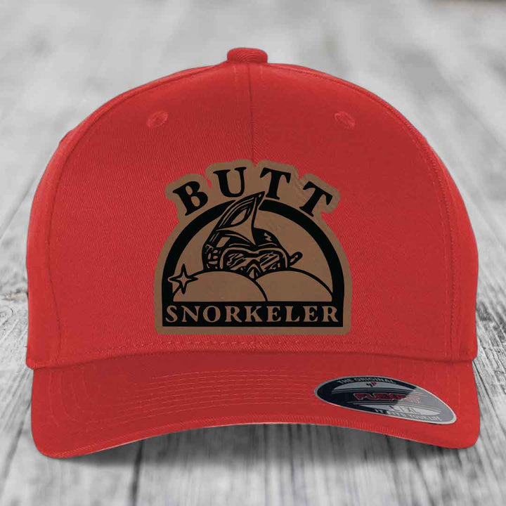 Red baseball cap with brown and black &