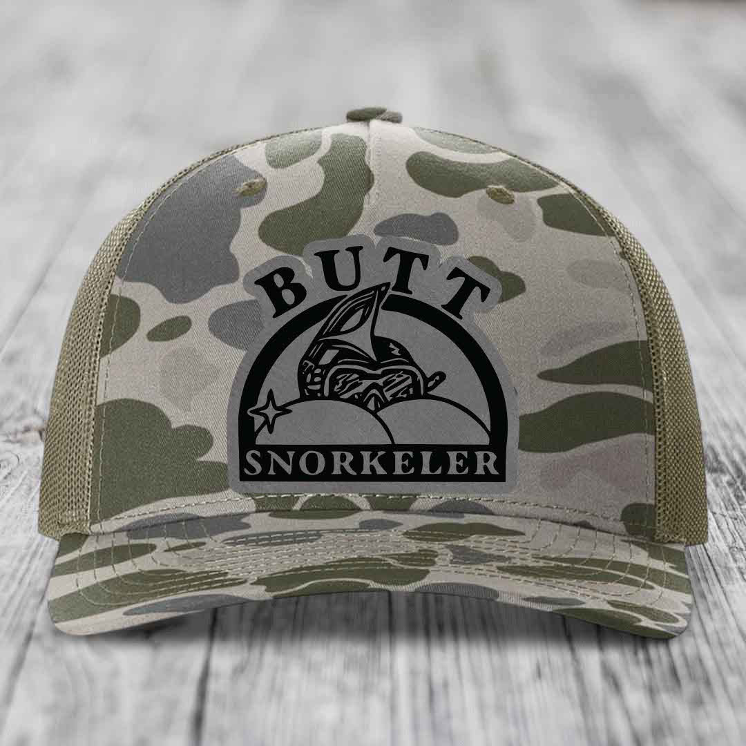 Camouflage trucker hat with black &