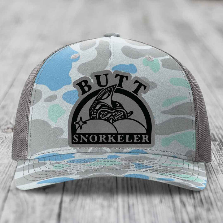 Camouflage trucker hat with black &