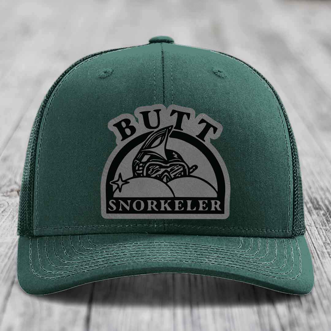 Green trucker hat with a gray and black &
