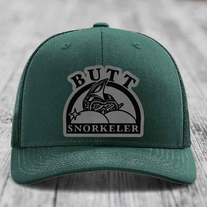 Green trucker hat with a gray and black &