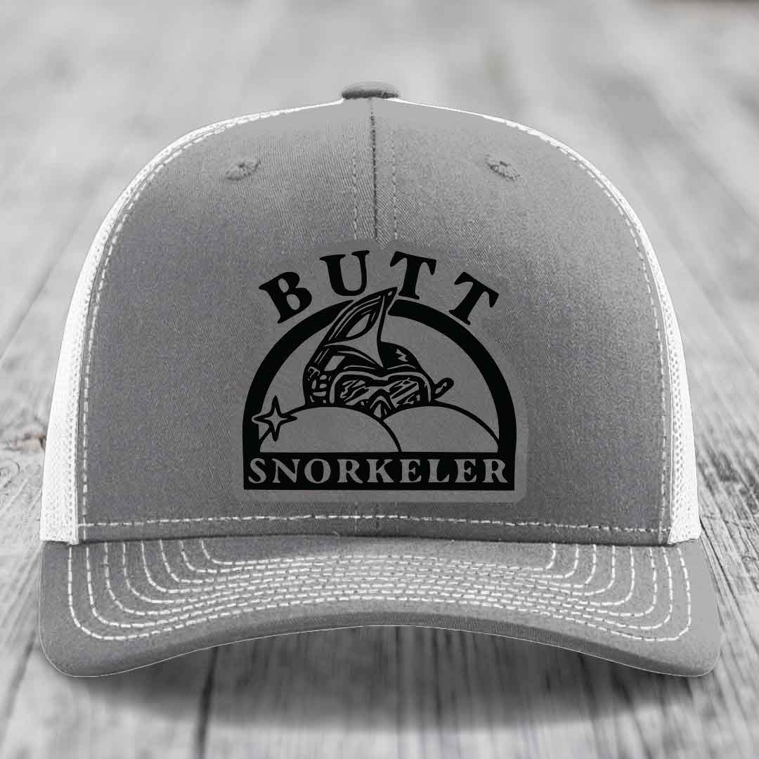 Grey trucker hat with black &