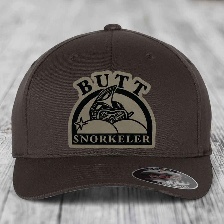 Dark brown Flexfit hat with &