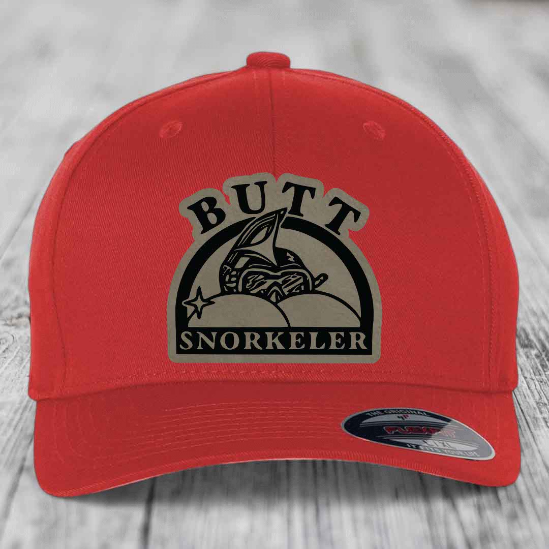 Red baseball cap with &