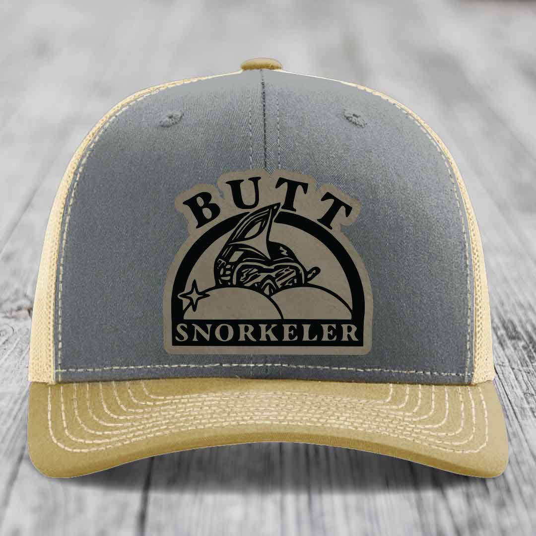 Grey and beige trucker hat with &