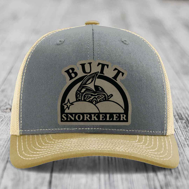 Grey and beige trucker hat with &