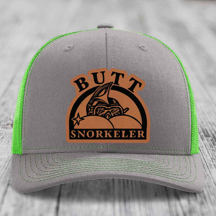 Butt Snorkeler - Leather Patch Hat - Rawhide to Black Patch - Richardson 112 Snapback Trucker Hat