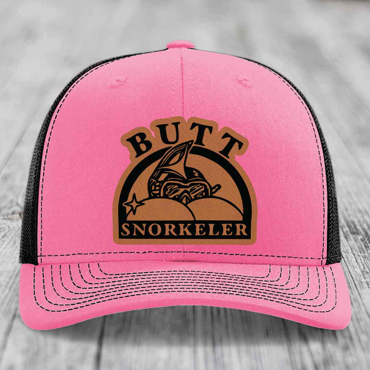 Butt Snorkeler - Leather Patch Hat - Rawhide to Black Patch - Richardson 112 Snapback Trucker Hat