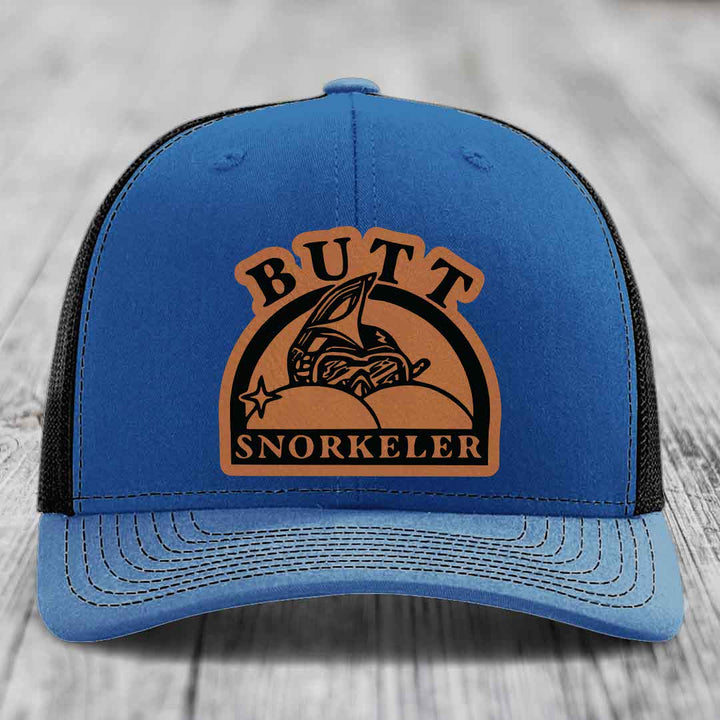 Butt Snorkeler - Leather Patch Hat - Rawhide to Black Patch - Richardson 112 Snapback Trucker Hat