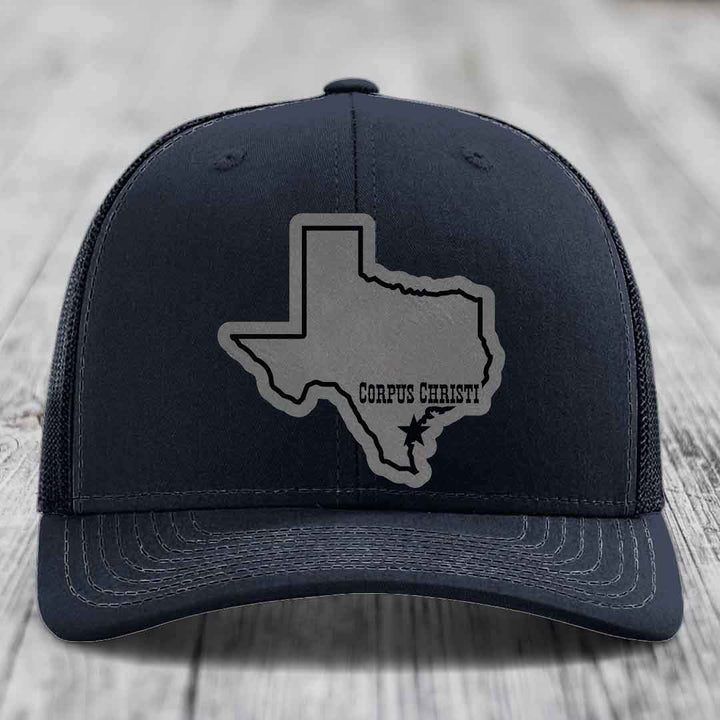 Purple trucker hat with gray Texas outline patch, &