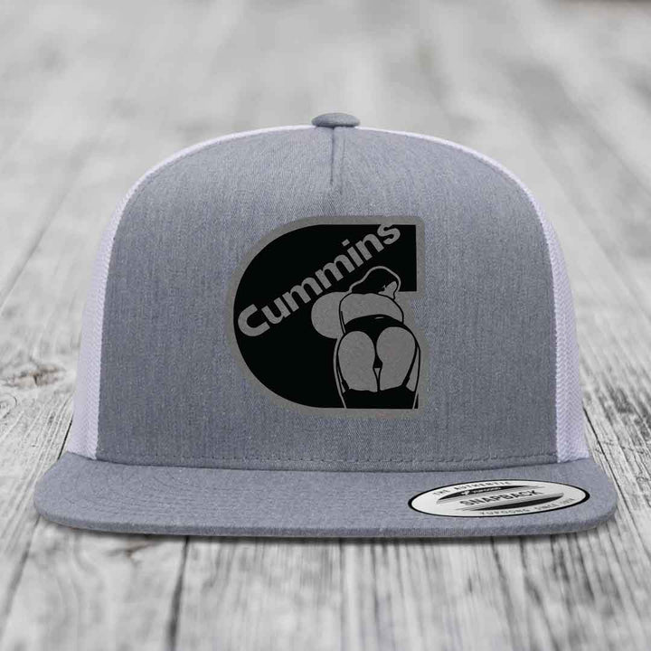 Grey trucker hat with black and white Cummins logo patch on front.