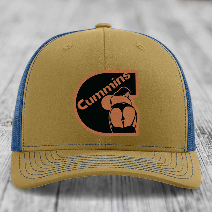 Cummins Curves - Leather Patch Hat - Rawhide to Black Patch - Richardson 112 Snapback Trucker Hat