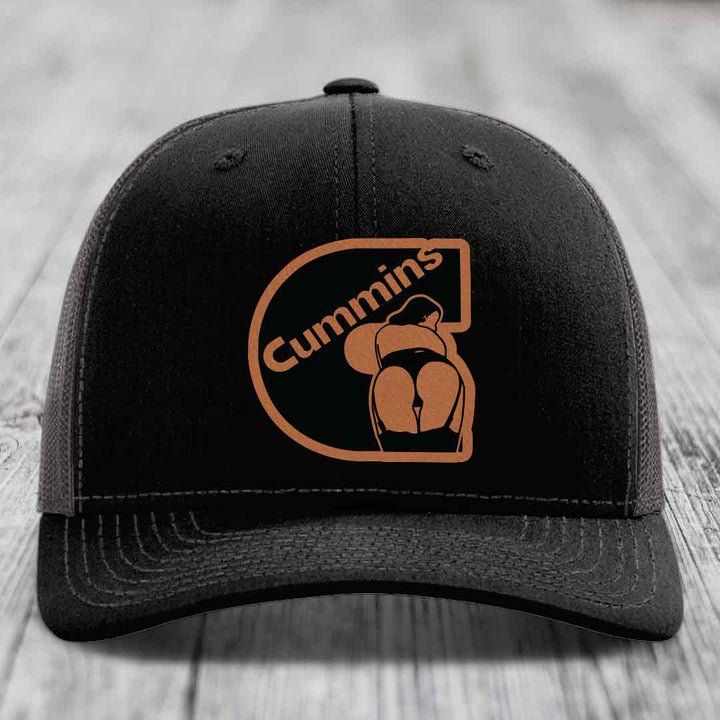 Cummins Curves - Leather Patch Hat - Rawhide to Black Patch - Richardson 112 Snapback Trucker Hat