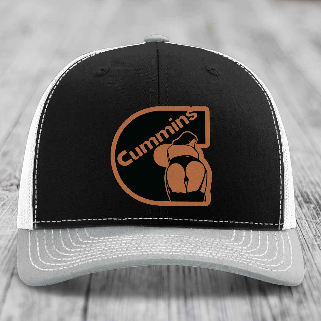 Cummins Curves - Leather Patch Hat - Rawhide to Black Patch - Richardson 112 Snapback Trucker Hat