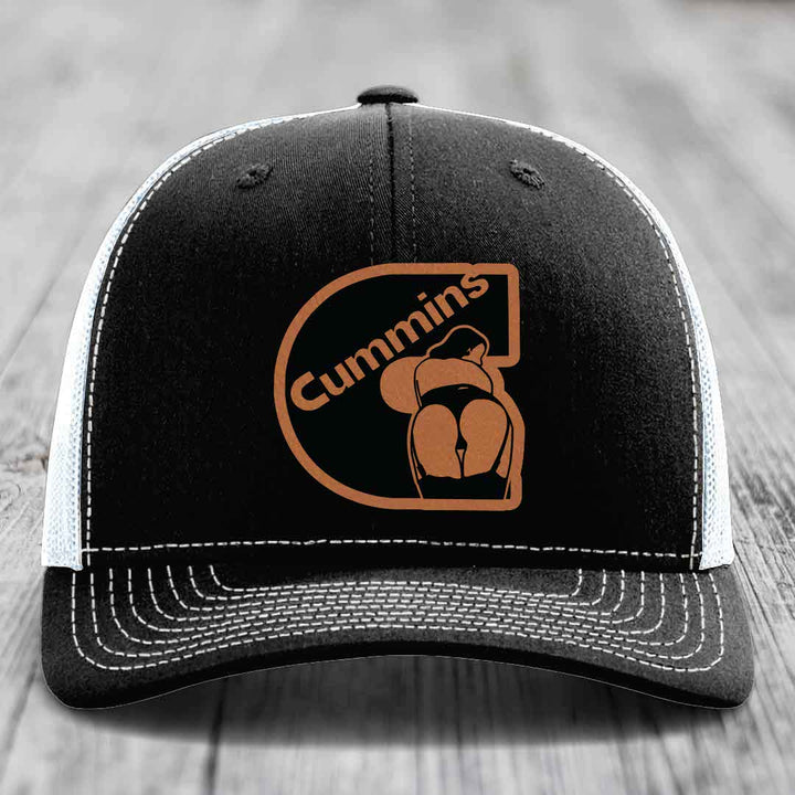 Cummins Curves - Leather Patch Hat - Rawhide to Black Patch - Richardson 112 Snapback Trucker Hat