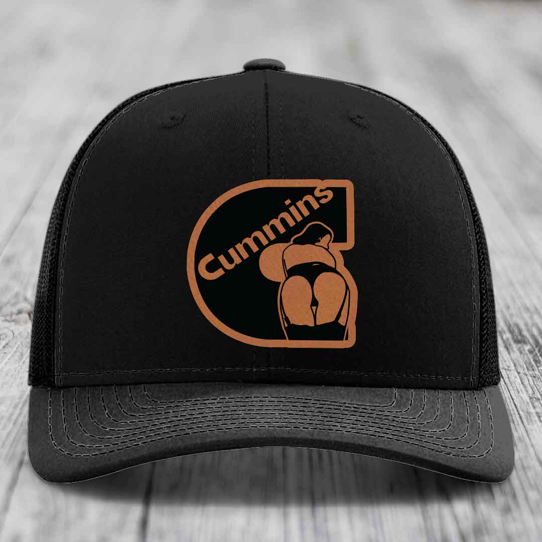 Cummins Curves - Leather Patch Hat - Rawhide to Black Patch - Richardson 112 Snapback Trucker Hat