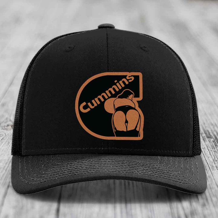 Cummins Curves - Leather Patch Hat - Rawhide to Black Patch - Richardson 112 Snapback Trucker Hat