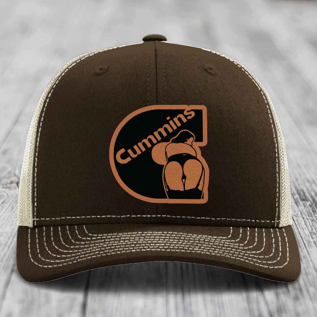 Cummins Curves - Leather Patch Hat - Rawhide to Black Patch - Richardson 112 Snapback Trucker Hat