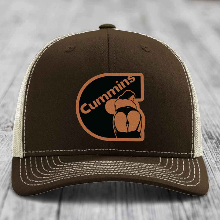 Cummins Curves - Leather Patch Hat - Rawhide to Black Patch - Richardson 112 Snapback Trucker Hat