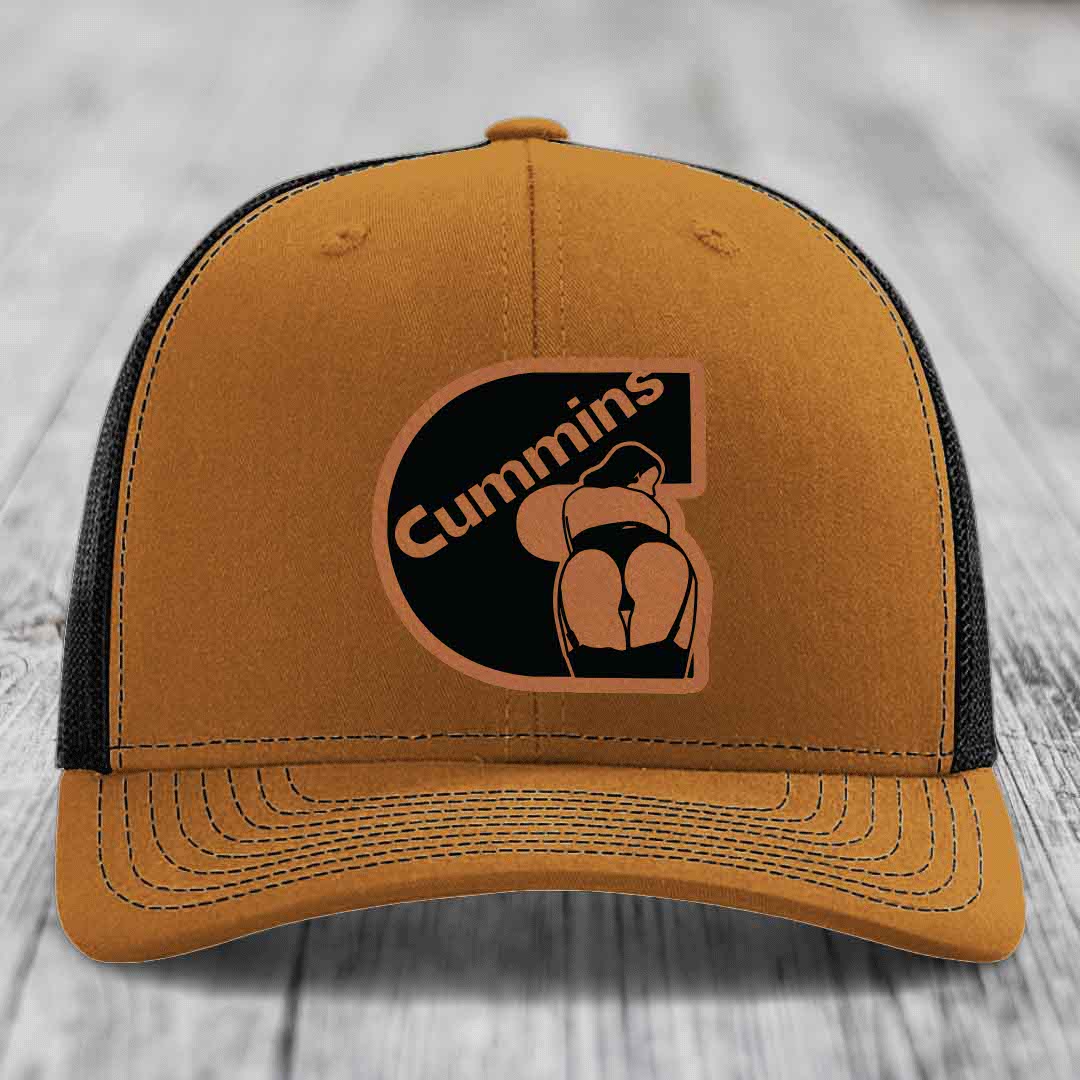 Cummins Curves - Leather Patch Hat - Rawhide to Black Patch - Richardson 112 Snapback Trucker Hat
