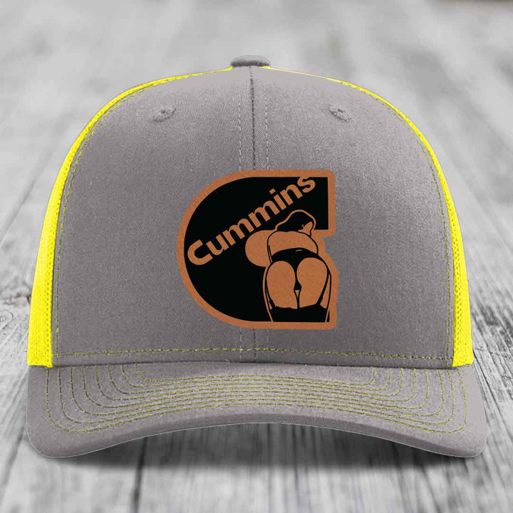 Cummins Curves - Leather Patch Hat - Rawhide to Black Patch - Richardson 112 Snapback Trucker Hat