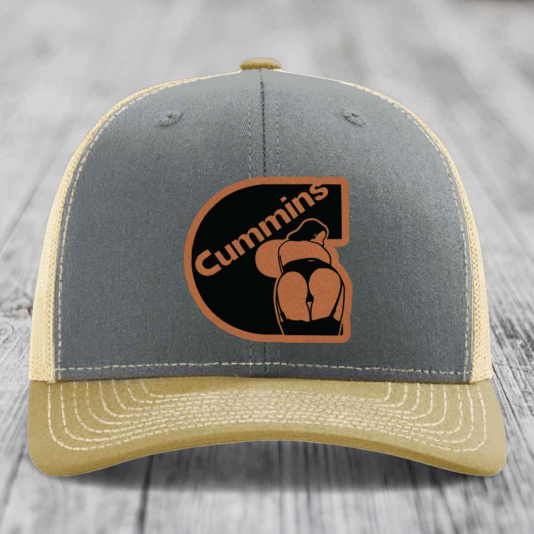Cummins Curves - Leather Patch Hat - Rawhide to Black Patch - Richardson 112 Snapback Trucker Hat