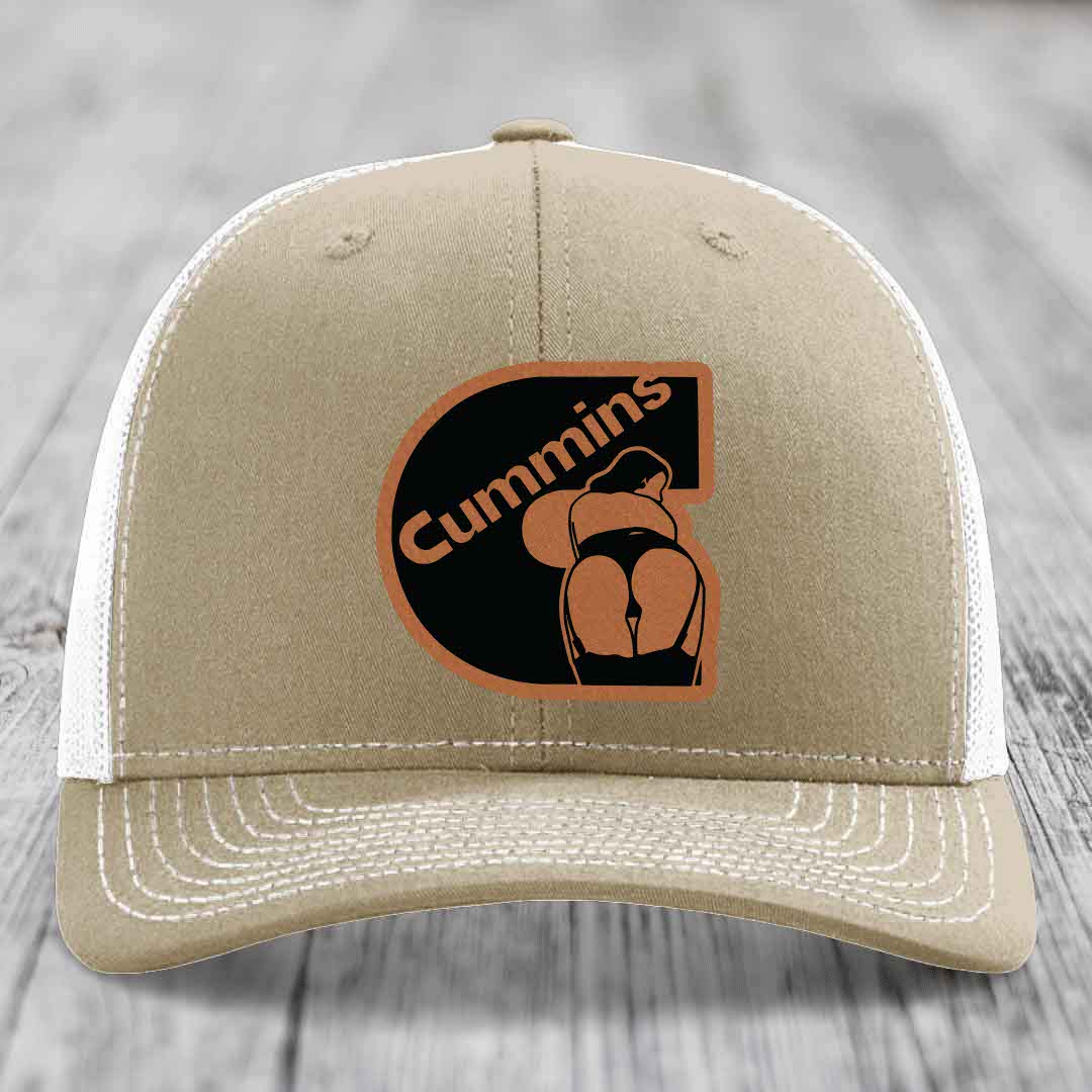 Cummins Curves - Leather Patch Hat - Rawhide to Black Patch - Richardson 112 Snapback Trucker Hat
