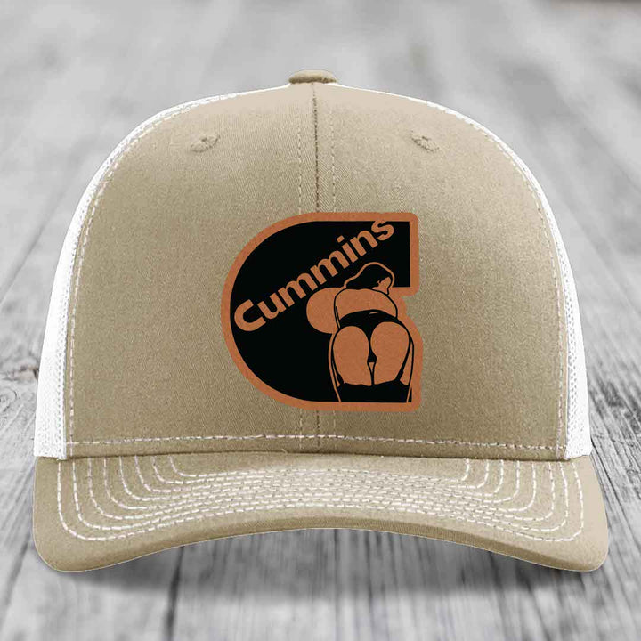 Cummins Curves - Leather Patch Hat - Rawhide to Black Patch - Richardson 112 Snapback Trucker Hat