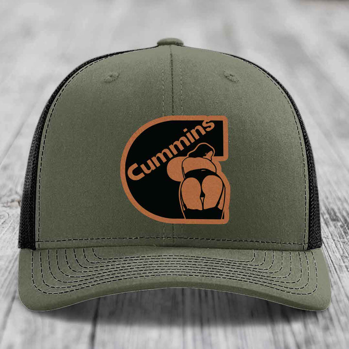 Cummins Curves - Leather Patch Hat - Rawhide to Black Patch - Richardson 112 Snapback Trucker Hat