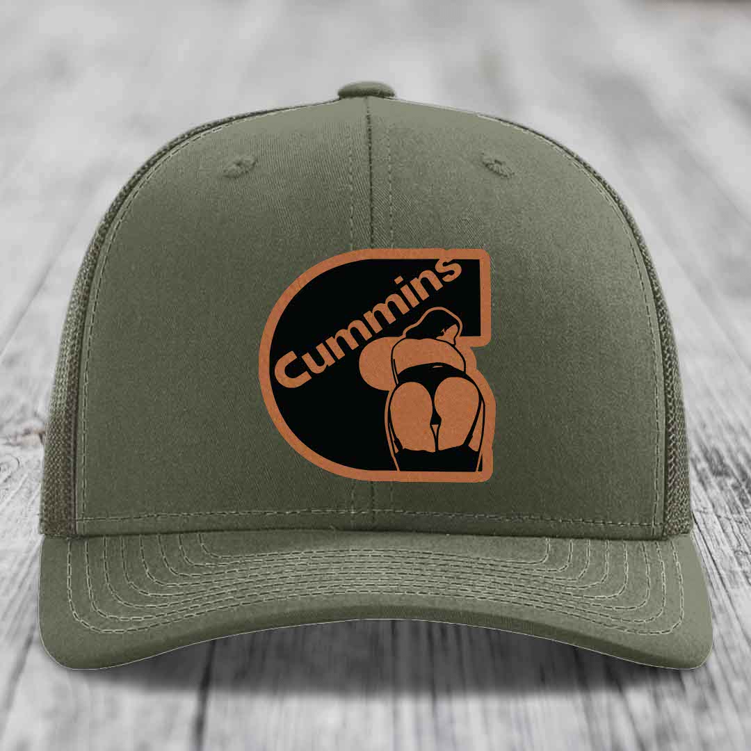 Cummins Curves - Leather Patch Hat - Rawhide to Black Patch - Richardson 112 Snapback Trucker Hat