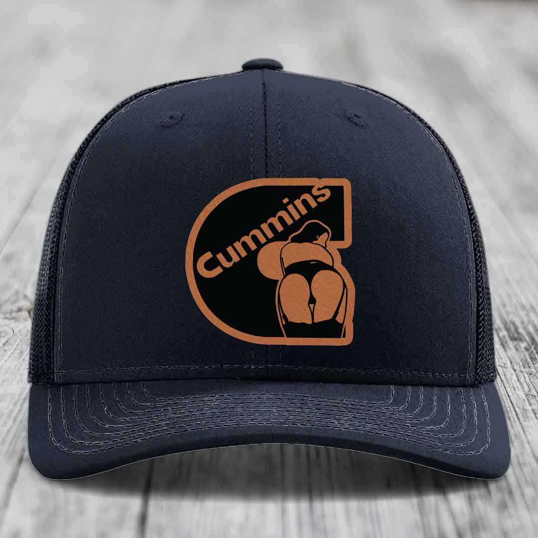 Cummins Curves - Leather Patch Hat - Rawhide to Black Patch - Richardson 112 Snapback Trucker Hat