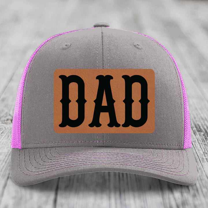 Dad - Leather Patch Hat - Rawhide to Black Patch - Richardson 112 Snapback Trucker Hat