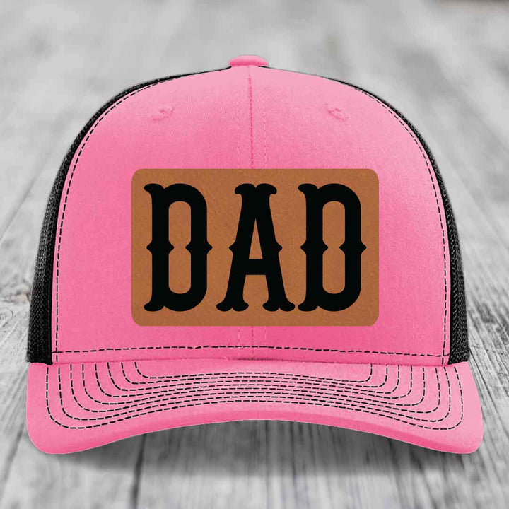 Dad - Leather Patch Hat - Rawhide to Black Patch - Richardson 112 Snapback Trucker Hat