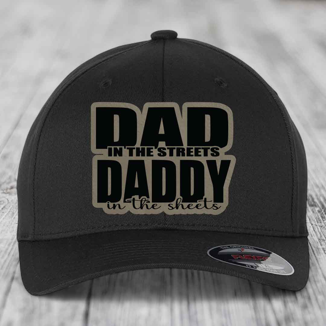 Tan baseball cap with black text reading &