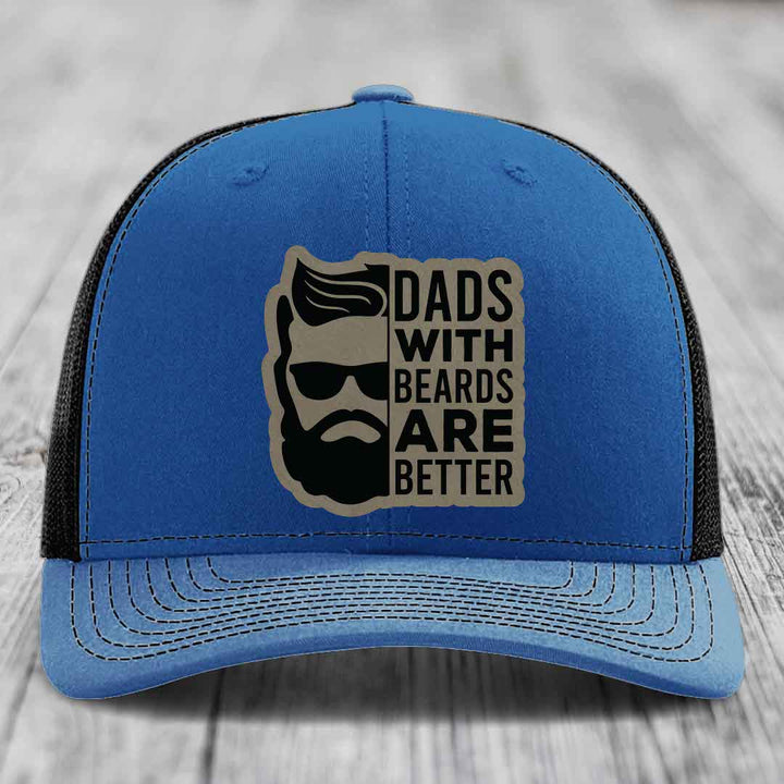 Dads With Beards Are Better - Leather Patch Hat - Light Brown to Black Patch - Richardson 112 Snapback Trucker Hat