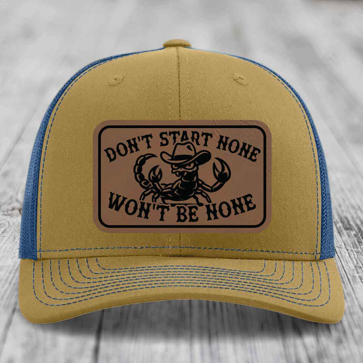 Dont Start None Wont Be None - Leather Patch Hat - Dark Brown to Black Patch - Richardson 112 Snapback Trucker Hat