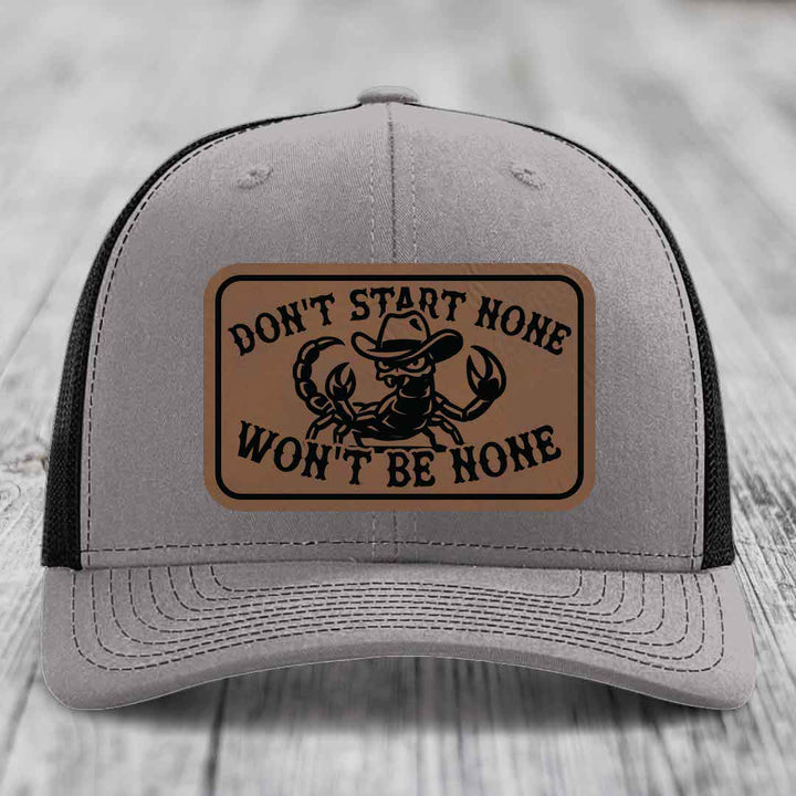 Dont Start None Wont Be None - Leather Patch Hat - Dark Brown to Black Patch - Richardson 112 Snapback Trucker Hat