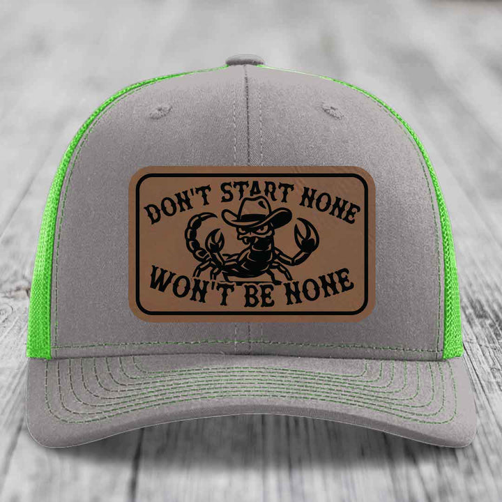 Dont Start None Wont Be None - Leather Patch Hat - Dark Brown to Black Patch - Richardson 112 Snapback Trucker Hat