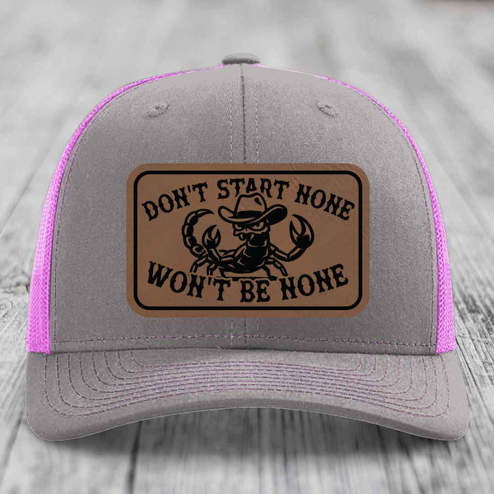 Dont Start None Wont Be None - Leather Patch Hat - Dark Brown to Black Patch - Richardson 112 Snapback Trucker Hat