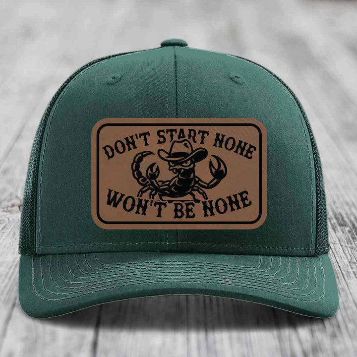 Dont Start None Wont Be None - Leather Patch Hat - Dark Brown to Black Patch - Richardson 112 Snapback Trucker Hat