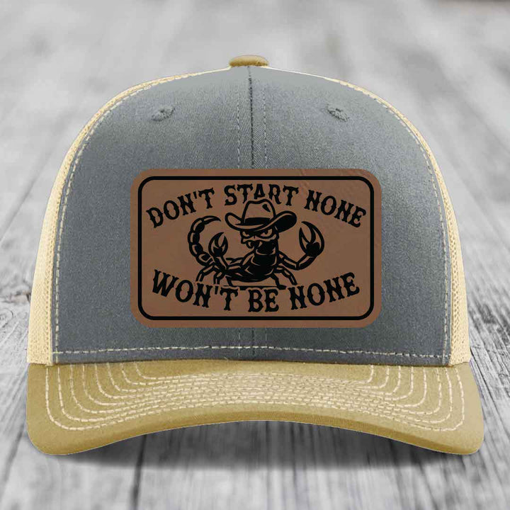 Dont Start None Wont Be None - Leather Patch Hat - Dark Brown to Black Patch - Richardson 112 Snapback Trucker Hat