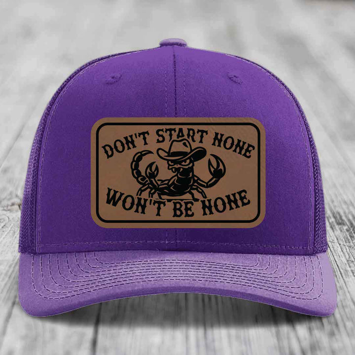 Dont Start None Wont Be None - Leather Patch Hat - Dark Brown to Black Patch - Richardson 112 Snapback Trucker Hat